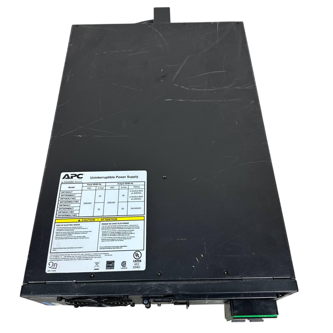 APC Smart‑UPS DLRT5KRMXLT 5kVA 208V 3U Rackmount UPS – Chassis Only
