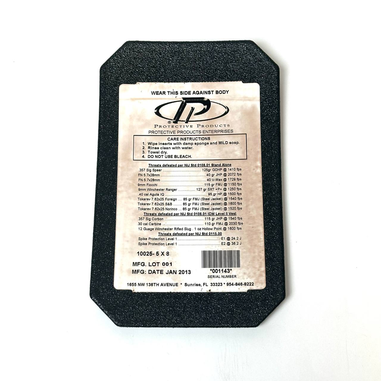 Point Blank 5" x 8" Armor Plate Ballistic Body Armor Insert Tactical Vest