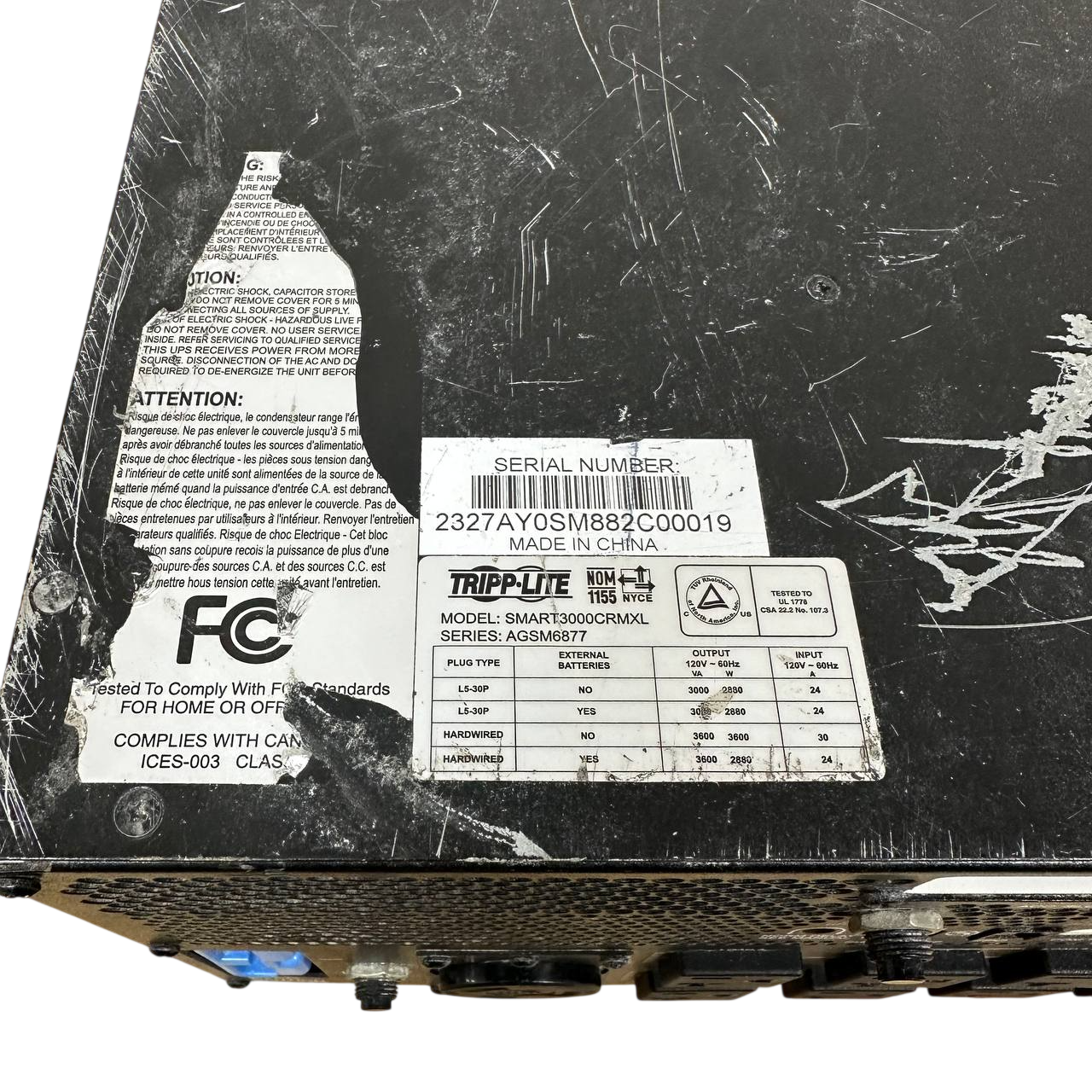 Tripp Lite SMART3000CRMXL 3kVA SmartPro Rackmount UPS – Chassis Only