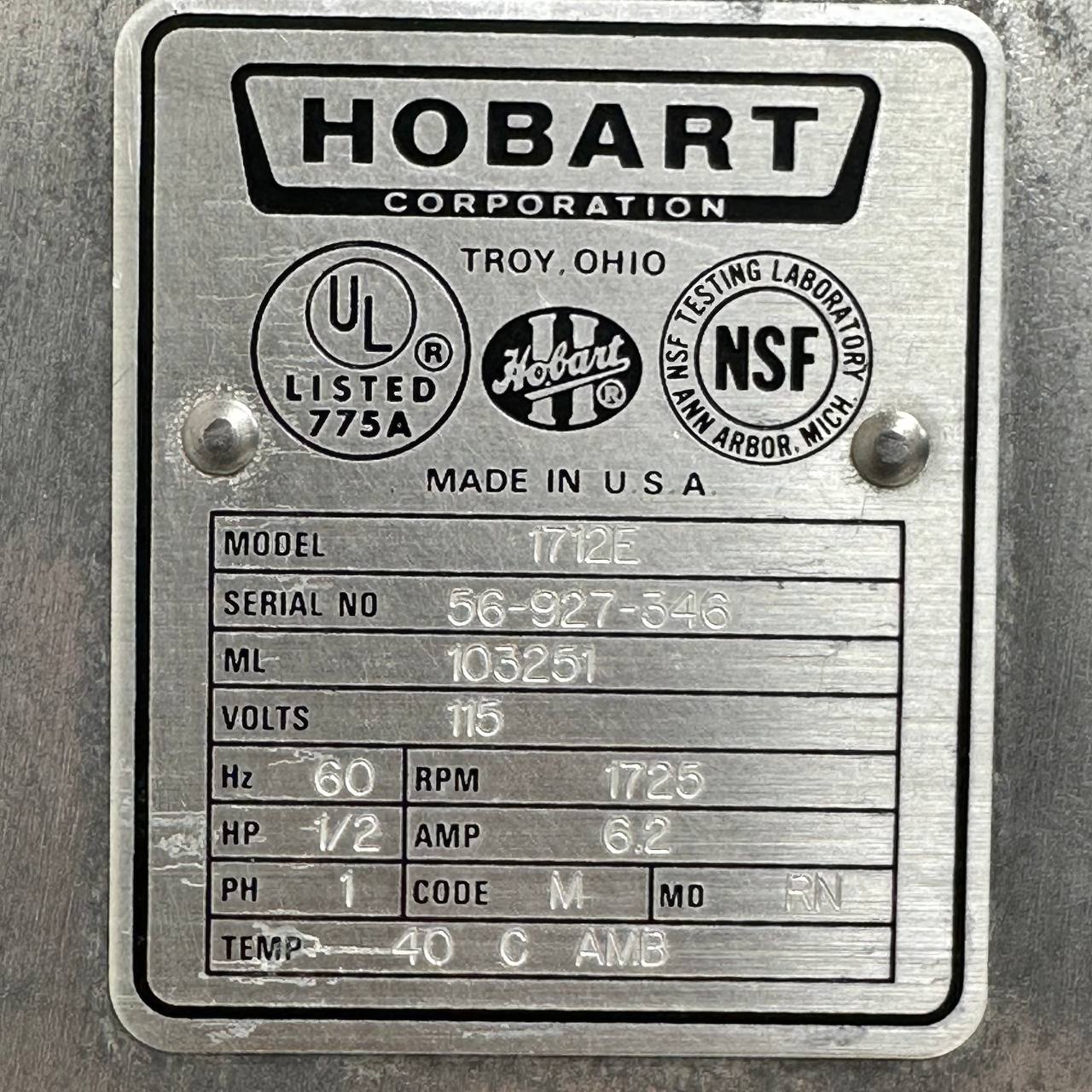 Hobart 1712E Automatic 12" Commercial Deli Meat & Cheese Slicer