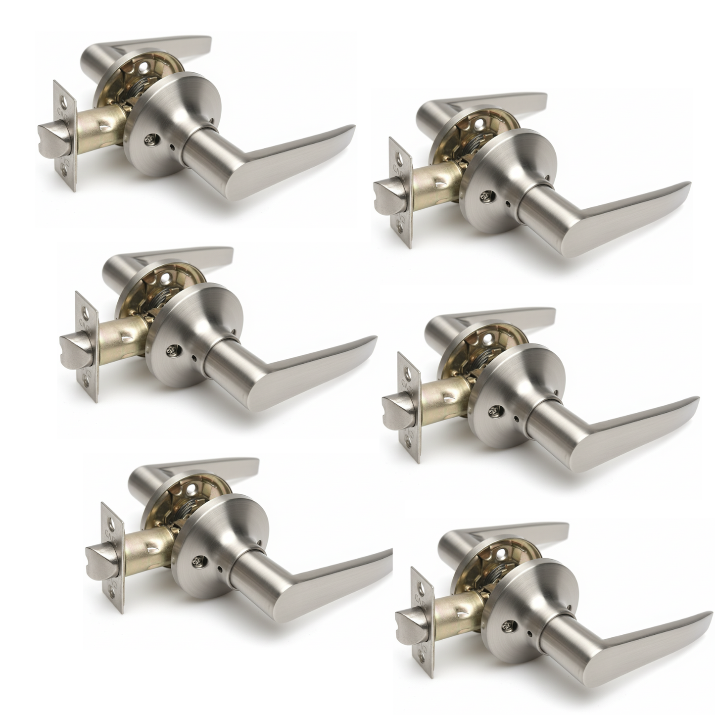 6 Pack Brushed Nickel Door Handles Passage Door Levers, Heavy Duty Closet/Hallway