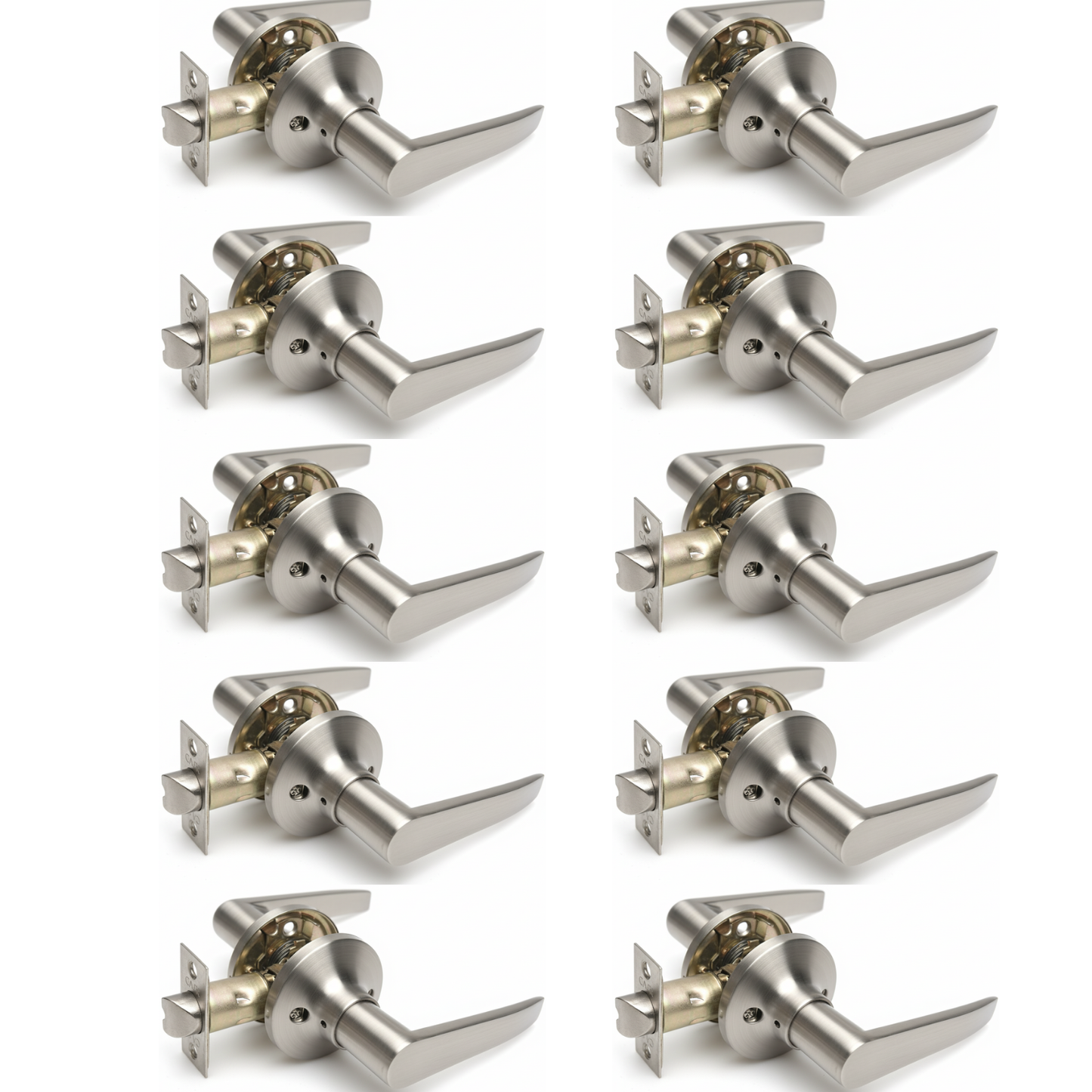10 Pack Brushed Nickel Door Handles Passage Door Levers, Heavy Duty Closet/Hallway