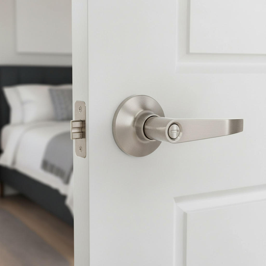 6 Pack Brushed Nickel Door Handles Privacy Door Levers, Heavy Duty Bath/Bedroom