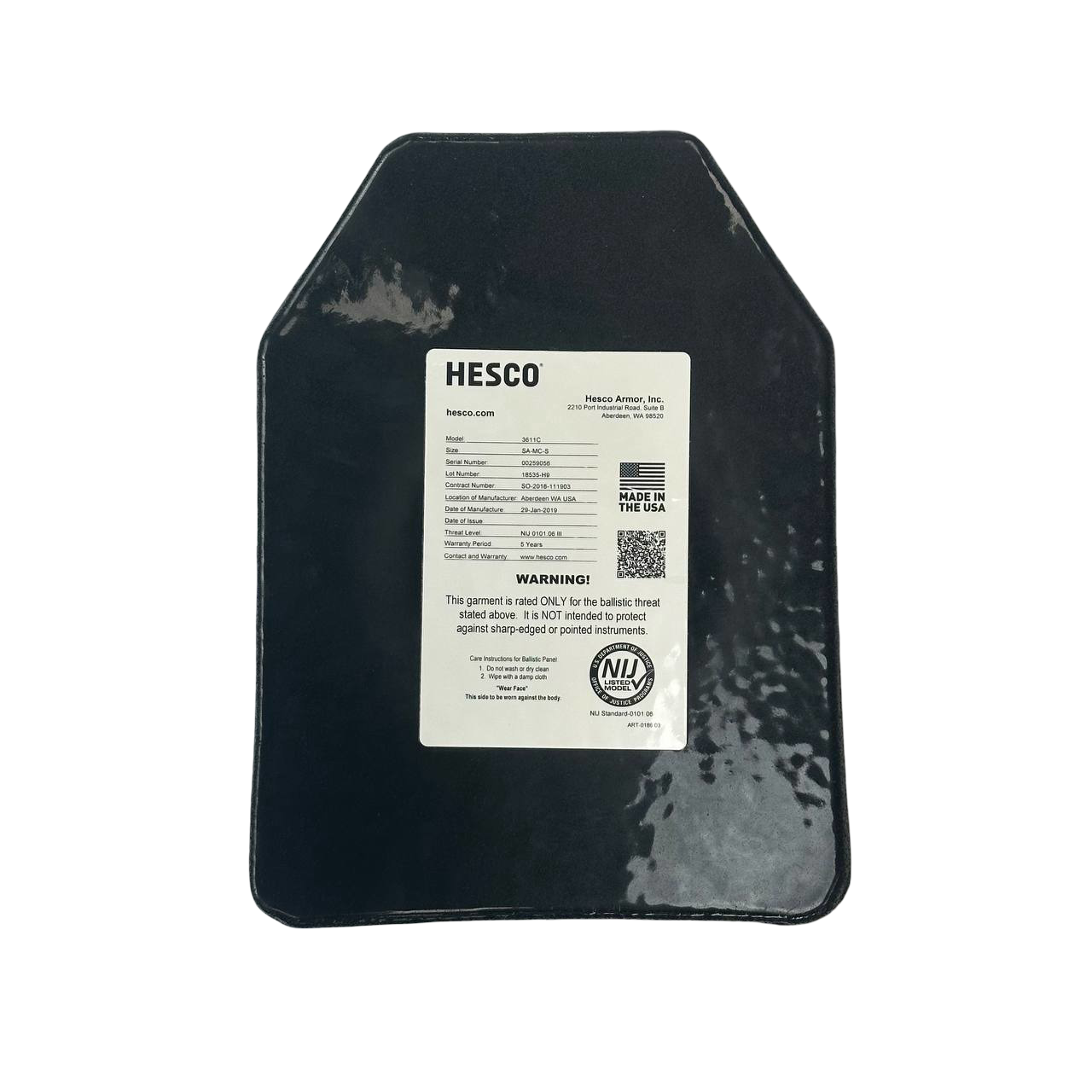 Hesco 3611C Level III+ Armor Plate Size Small SA-MC-S NIJ Certified Multi Curve